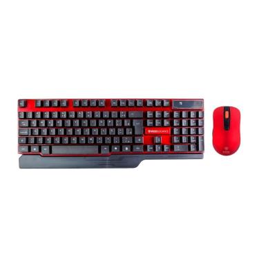 Imagem de Combo Kross Teclado e Mouse USB, Sem Fio, Elegance - KE-KM553V1 Preto/Vermelho