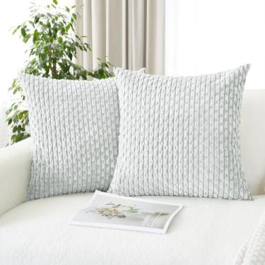 Imagem de Capas de almofada CaliTime Comfy Corduroy Boho 45 cm prateadas