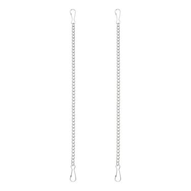 Imagem de PATIKIL 2 correntes suspensas com ganchos, ganchos de plantas de 24 cm para alimentadores de pássaros, lanternas, sinos de vento, quadros-negros e ornamentos, prata