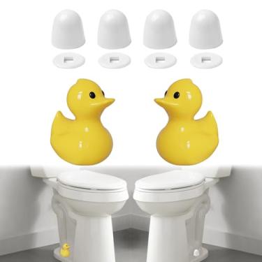 Imagem de MENNTY Pacote com 2 tampas decorativas de parafuso de vaso sanitário de pato amarelo e 4 tampas redondas com arruelas, lindas capas de parafuso de banheiro para decoração de banheiro - presentes de