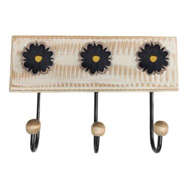 Imagem de Cabideiro Toalheiro 3 Ganchos Madeira E Ferro Artesanal Cor Preto