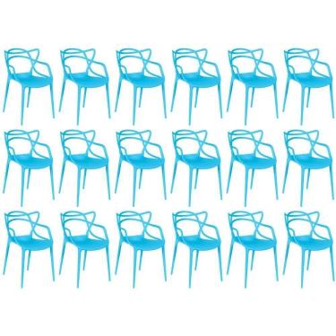 Imagem de Kit 18 Cadeiras De Jantar Allegra Design Empilhável - Azul