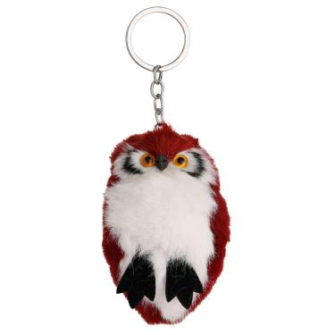 Imagem de Chaveiro fofo, coruja fofa, pássaro de pelúcia macio com chaveiro vermelho