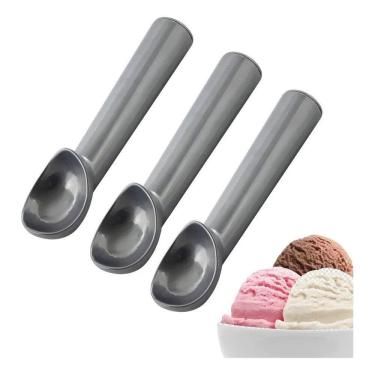 Imagem de 2X Kit 3 Colher Pegar Sorvete Bola Aluminio Polido Profissio