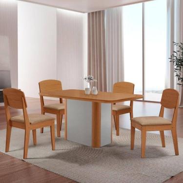 Imagem de Mesa De Jantar Isadora 120cm Tampo Mdf Laminado Turim 07 Off White