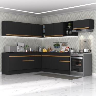 Imagem de Cozinha Completa De Canto Mp2103 Com Armário E Balcão Preta