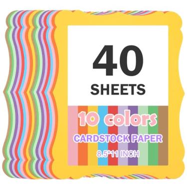 Imagem de 40 folhas de papelão kraft colorido de 21,6 x 28 cm, 10 cores sortidas, cartões de felicitações de papel grosso para cartões de presente DIY, chá de bebê e convites de casamento