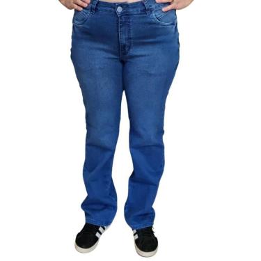 Imagem de Calça Feminina Jeans Shyros Tradicional Plus Size Azul