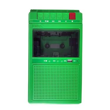 Imagem de ZGUZMCMK Toca-fitas portátil, toca-fitas, alto-falantes de bolso, leve com USB, gravador, controle de volume, meninos e meninas, presente para casa, Verde