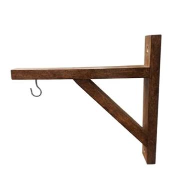 Imagem de Kit 2 Mão Francesa Madeira CEDRO Suporte Pendurar Vaso Plantas Flores Com Gancho Buchas e Parafusos - Ideal para Varanda, Jardim e Decoração de Parede