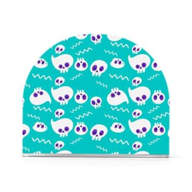 Imagem de Wassud Porta-guardanapos de acrílico fofos fantasmas brancos, dispensador de guardanapo de papel moderno em forma de U para mesa, cozinha, sala de jantar, bancada 1 peça (comporta 50-60 guardanapos)