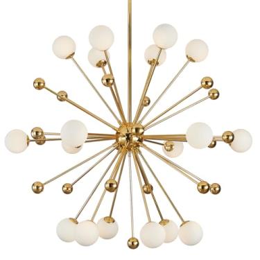 Imagem de Lustre Modo Lighting Firework Sputnik com Mini Bolas de Vidro, Lustre Sputnik Moderno em Vidro Fosco para Sala de Estar e Sala de Jantar (18 Lâmpadas)
