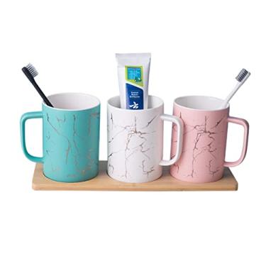 Imagem de Copo de escova de dentes de banheiro conjunto de copos de enxaguante bucal para casa um par de copos de lavagem para casais