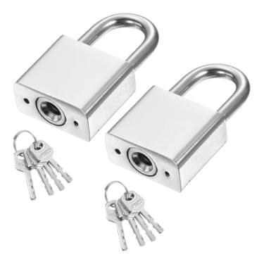 Imagem de PATIKIL Trava resistente de 30 mm, 2 peças de cadeado de alta segurança de aço de liga com 8 chaves para janela de porta de armazenamento de contêiner de transporte de armazém (H: 49 mm