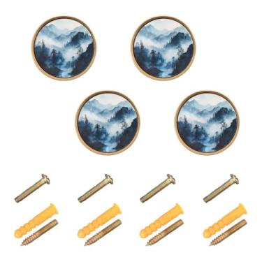 Imagem de Burbuja Puxadores de armário de cozinha Frog Mountain, pacote com 4, puxadores redondos de 3,5 cm, puxadores de cômoda com parafusos para armários de cozinha, quarto, armário