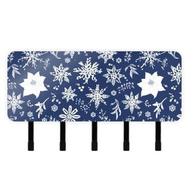 Imagem de Burbuja Porta-chaves de flocos de neve com 5 ganchos, porta-chaves autoadesivo montado na parede, organizador de armazenamento de correio para entrada, decoração de casa