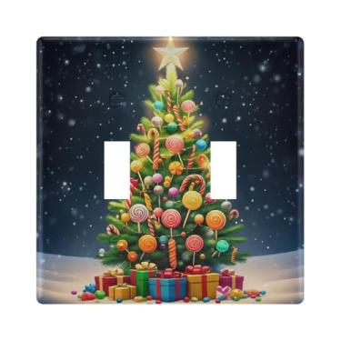 Imagem de Burbuja Capa de placa de parede para interruptor de luz de árvore de Natal, placa decorativa de parede, parafusos incluídos, 2 faixas