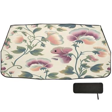 Imagem de Burbuja Guarda-sol para para-brisa de carro, planta retrô, dobrável, capa de para-brisa automática, bloqueia raios UV e calor solar, adequado para caminhonete Sedan SUV na maioria dos veículos