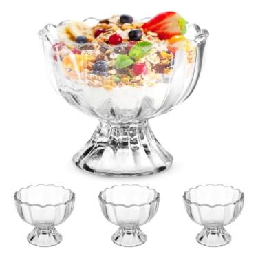 Imagem de Taças de Sobremesa de Vidro Transparente 110ml Design Ondulado Conjunto de 6 Peças