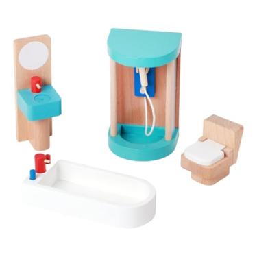 Imagem de MERIGLARE Conjunto de Móveis de Madeira para Casa de Bonecas, Brinquedo de Faz-Tudo, Acessórios para Casa de Bonecas, Miniaturas para Decoração, Presente de, Banheiro