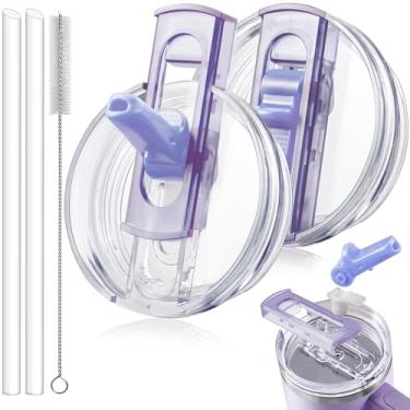 Imagem de ANTAND Pacote com 2 tampas de substituição de canudo destacável para Stanley Quencher H2.0 & ProTour, tampa à prova de vazamento à prova de vazamento para acessórios Stanley Cup 1,134 g, fácil de