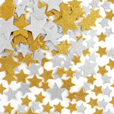Imagem de Adesivos de espuma de estrela, adesivos de estrela de prata dourada, adesivos de espuma de glitter, adesivos para álbuns, folhas de espuma de glitter para artesanato, adesivos decorativos, adesivos