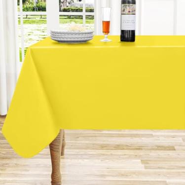 Imagem de homing Toalha de mesa quadrada de vinil, toalha de mesa de plástico à prova d'água à prova de derramamento, cobertura de mesa para jantar, festas de buffet e acampamento (amarela, 137 x 137 cm)