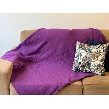 Imagem de Manta para Sofá Gigante 2,40x1,80m Casal Algodão Macio Decorativa(Lilás)