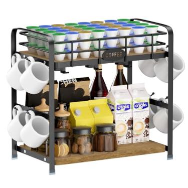Imagem de Vivise Suporte de caneca de café, organizador de canecas, suporte de árvore, suporte de bar, para bancada, cozinha, armazenamento, chá, suporte para copos no topo, organizador de copos com 14 ganchos