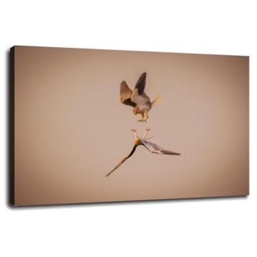 Imagem de Pássaro arte de parede penas impressão em tela pôster animal para casa conjunto de 1 decorações com moldura 76.2 cm x 50.8 cm