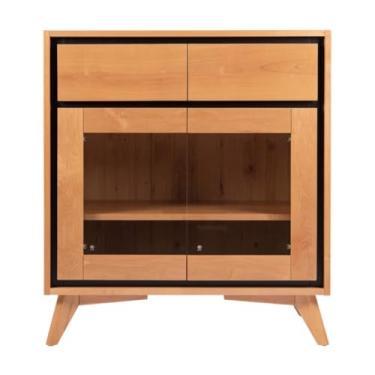 Imagem de Armário buffet nórdico simples aparador de madeira sala de estar armário decorativo porta de vidro banheiro armário de armazenamento aparador