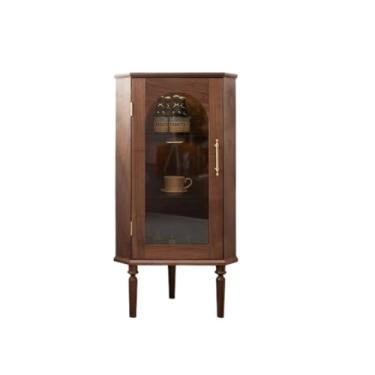 Imagem de Armário de buffet, armário triangular de nogueira preta, aparador de sala de jantar, armário de vinho retrô, adequado para sala de estar, cozinha, sala de estudo, etc. Aparador