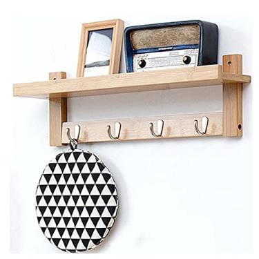 Imagem de Prateleiras flutuantes rústicas montadas na parede com gancho, prateleiras decorativas de armazenamento de parede organizadoras para sala de estar, quarto, banheiro, cozinha