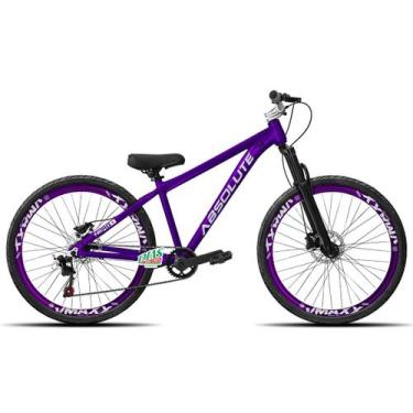 Imagem de Bicicleta Aro 26 Absolute Nero 5 1x7 Freio Mecânico Pneus Flame, Roxo 