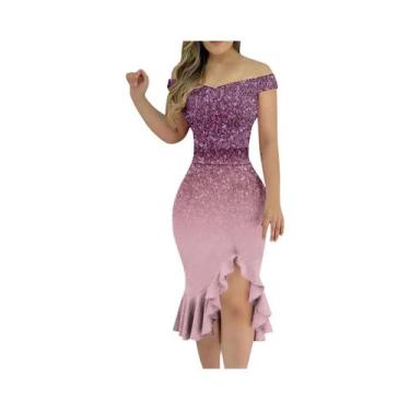 Imagem de Vestido De Festa Elegante Para Mulheres, Sexy, Com Ombros Descidos, Re
