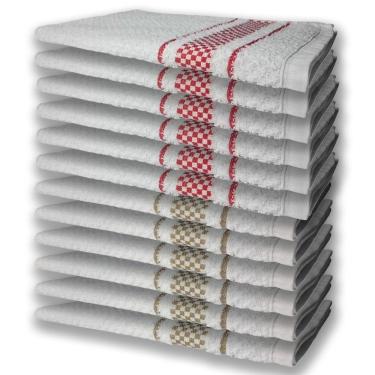 Imagem de 12 Panos De Prato Atoalhado Felpudo Premium 6 Vermelho 6 Marrom