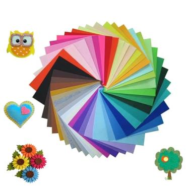 Imagem de BoAn 40 folhas de feltro para artesanato 10 x 10 cm, quadrados de tecido de feltro macio em cores ricas, feltro artesanal de corte fácil para bricolage, costura e decoração artesanal
