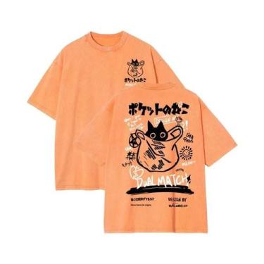 Imagem de Camisetas Femininas Vintage De Verão Com Estampa De Gato Kawaii Haraju