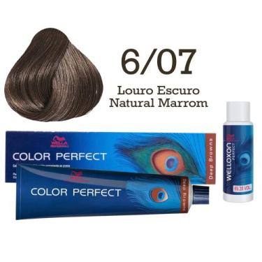 Imagem de Coloração Color Perfect 6/07 Louro Escuro Natural Marrom + Oxi 20 Well
