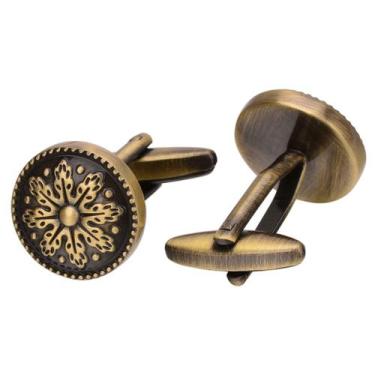 Imagem de Abotoaduras de latão vintage para homens com design floral antigo - yi