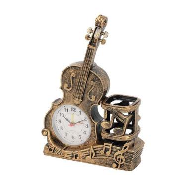 Imagem de Organizador de mesa, porta-canetas, relógio de violino, plástico 15,5 