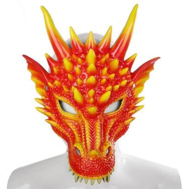 Imagem de Fantasia de festa de Halloween de rosto inteiro com máscara Red Dragon