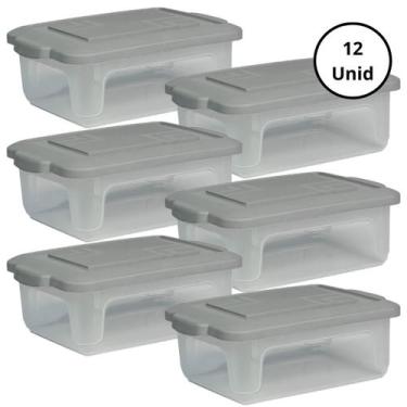 Imagem de Kit 12 Potes Organizador Cinza 1,5L Com Tampa - GIOTTO