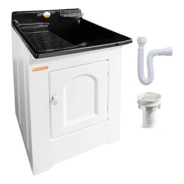 Imagem de Tanque Fibra 38l Lateral + Kit Instalação - PRETO - STILLOFIBRAS