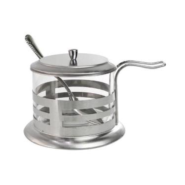 Imagem de Açucareiro vidro e inox com colher 200 ml - Novo Século 