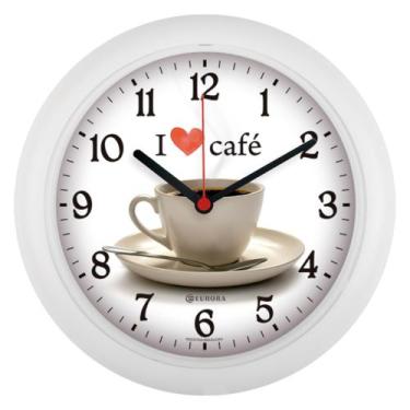 Imagem de Relógio de Parede Eurora Redondo Café 6586 (24,5 Cm), Branco