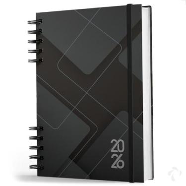 Imagem de Agenda 2026 Capa Dura Organização Semanal Anual Black Grid - NISTI PRI