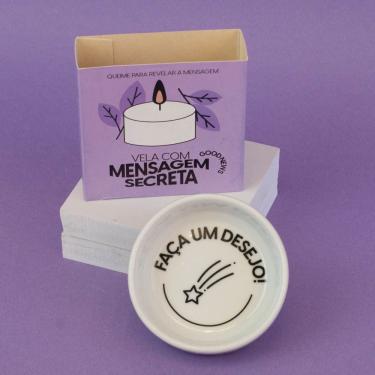 Imagem de Vela Com Mensagem Secreta Vanilla Make A Wish