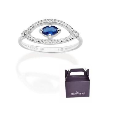 Imagem de Anel Skinny Olho Grego Prata 925 Zircônia Rommanel 810329, 24, Dourado