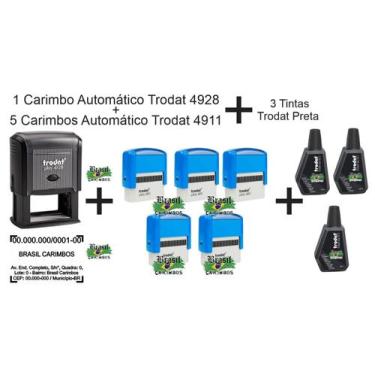 Imagem de Kit Trodat de Carimbos e Tintas  1 Unid. 4928 S/gravação + 5 Unid. 491